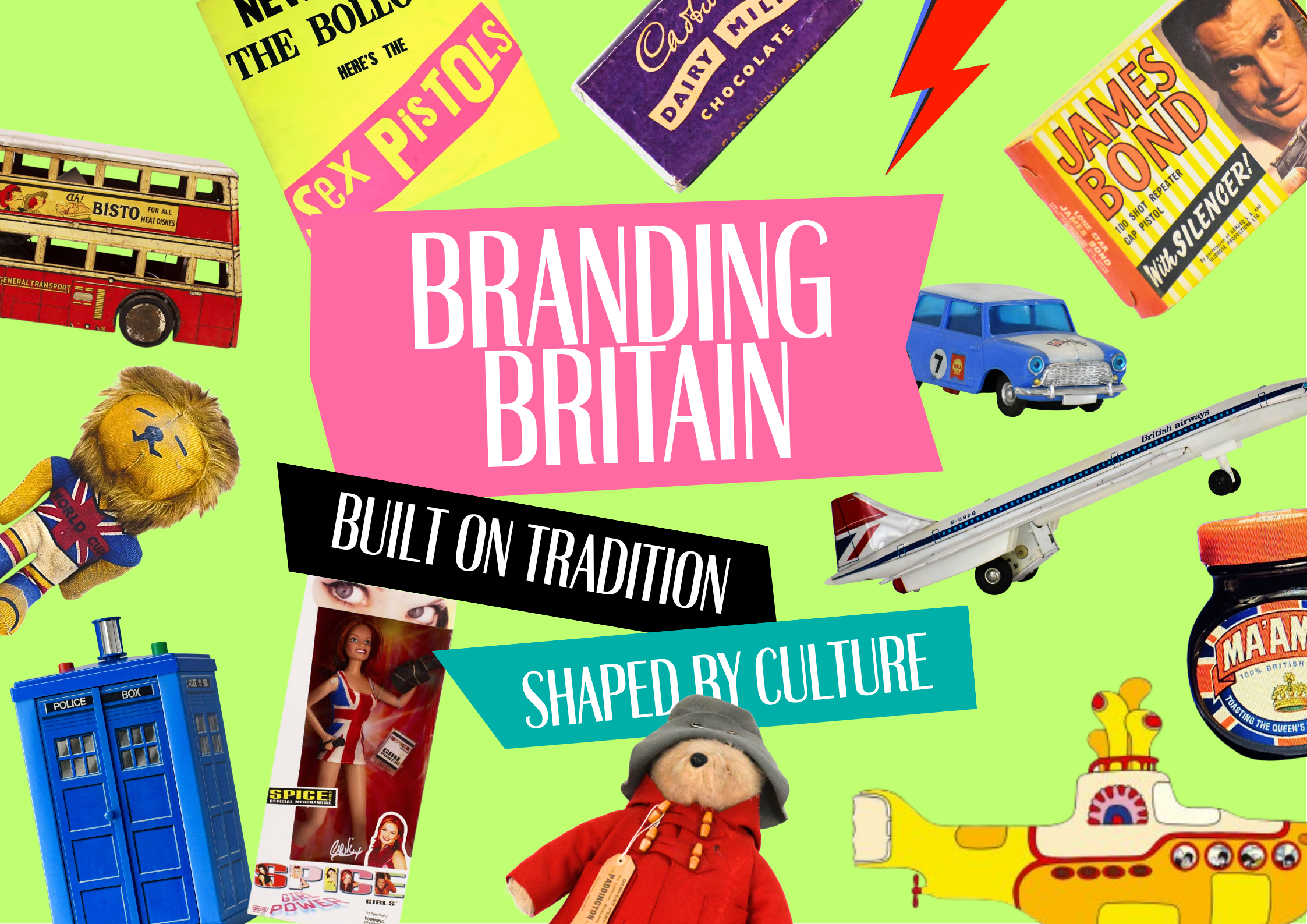 Collage of vintage advertisements, including magazines like 'GO' and 'War Pictorial,' beauty products like 'Hi-Glo' and 'Ballito,' household items like 'O'Cedar' polish, and ads for Bovril and Schweppes. Features retro illustrations of women, fashion, and soldiers.